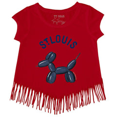 St. Louis Cardinals Tiny Turnip Girls Youth Balloon Dog Fringe T-Shirt - Red T-shirts