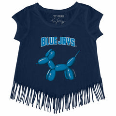 Toronto Blue Jays Tiny Turnip Girls Youth Balloon Dog Fringe T-Shirt - Navy T-shirts