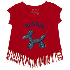 Boston Red Sox Tiny Turnip Girls Youth Balloon Dog Fringe T-Shirt - Red T-shirts