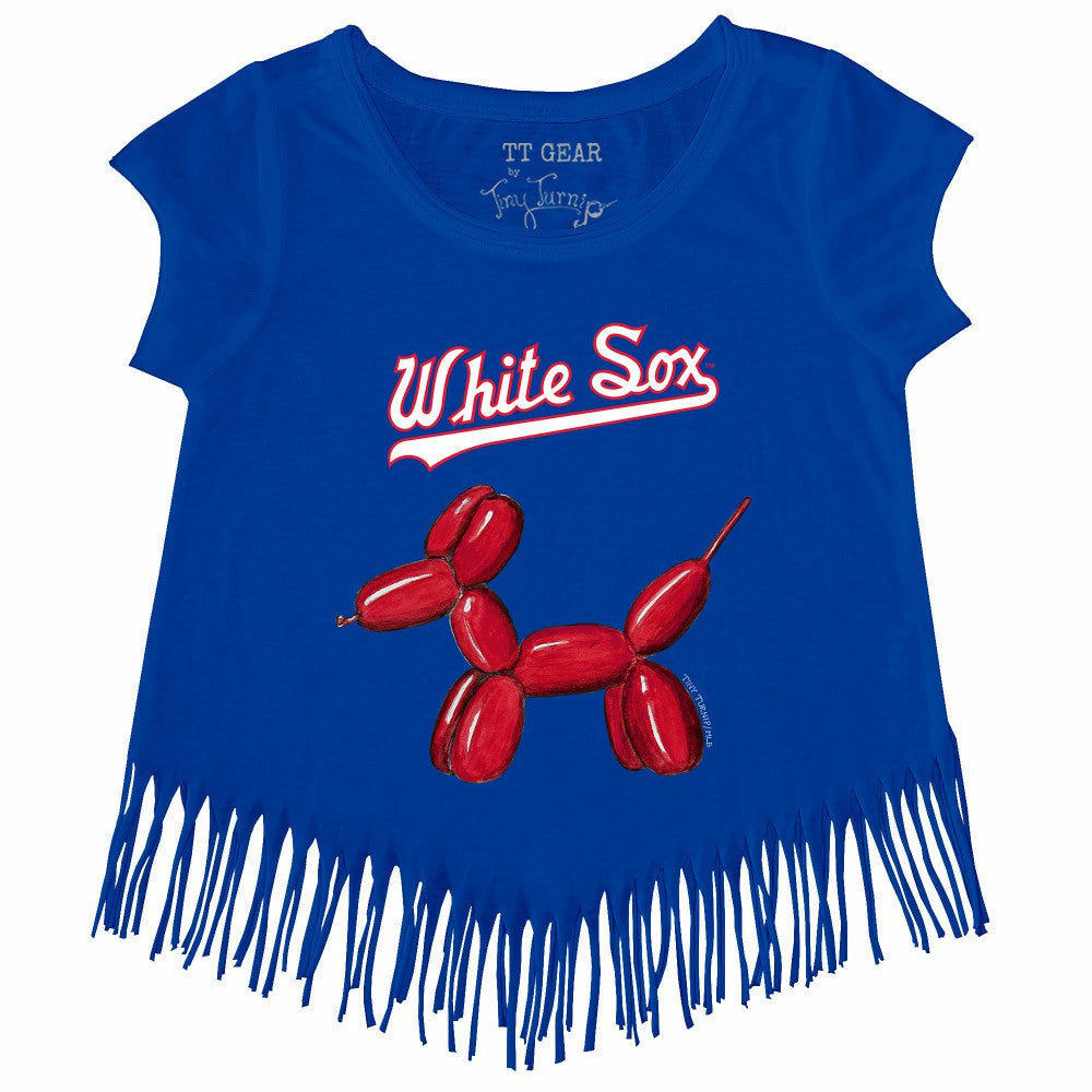 Chicago White Sox Tiny Turnip Girls Youth Balloon Dog Fringe T-Shirt - Royal T-shirts
