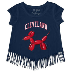 Cleveland Guardians Tiny Turnip Girls Youth Balloon Dog Fringe T-Shirt - Navy T-shirts