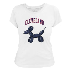 Cleveland Guardians Tiny Turnip Women's Balloon Dog T-Shirt - White T-shirts