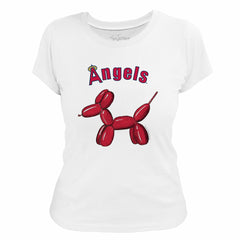Los Angeles Angels Tiny Turnip Women's Balloon Dog T-Shirt - White T-shirts