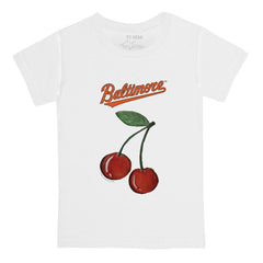 Baltimore Orioles Tiny Turnip Youth Cherries T-Shirt - White T-shirts