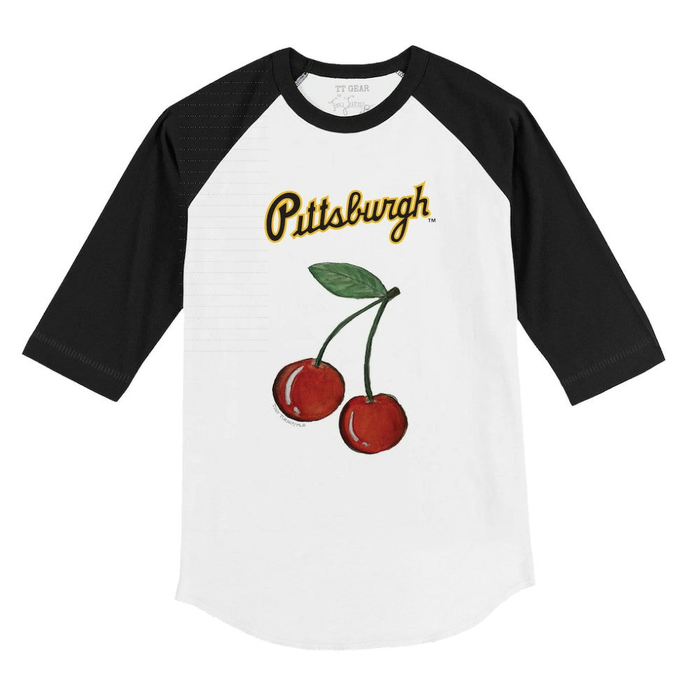 Pittsburgh Pirates Tiny Turnip Youth Cherries 3/4-Sleeve Raglan Baseball T-Shirt - White T-shirts