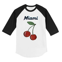 Miami Marlins Tiny Turnip Youth Cherries 3/4-Sleeve Raglan Baseball T-Shirt - White T-shirts