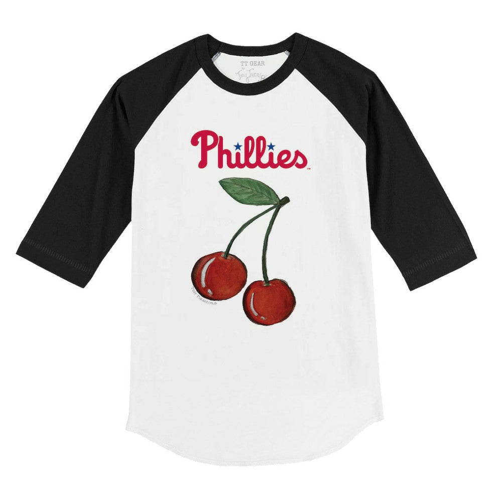 Philadelphia Phillies Tiny Turnip Youth Cherries 3/4-Sleeve Raglan Baseball T-Shirt - White T-shirts