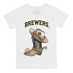 Milwaukee Brewers Tiny Turnip Youth Cowboy Boot T-Shirt - White T-shirts