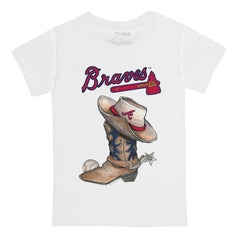 Atlanta Braves Tiny Turnip Youth Cowboy Boot T-Shirt - White T-shirts
