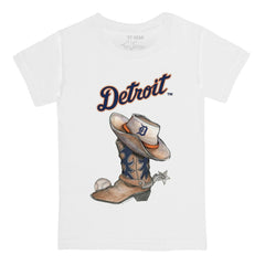 Detroit Tigers Tiny Turnip Youth Cowboy Boot T-Shirt - White T-shirts