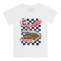 Cleveland Guardians Tiny Turnip Youth Pizza T-Shirt - White T-shirts