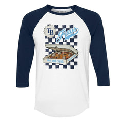 Tampa Bay Rays Tiny Turnip Women's Pizza 3/4-Sleeve Raglan Baseball T-Shirt - White/Navy T-shirts