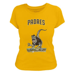 San Diego Padres Tiny Turnip Women's Velociraptor T-Shirt - Gold T-shirts