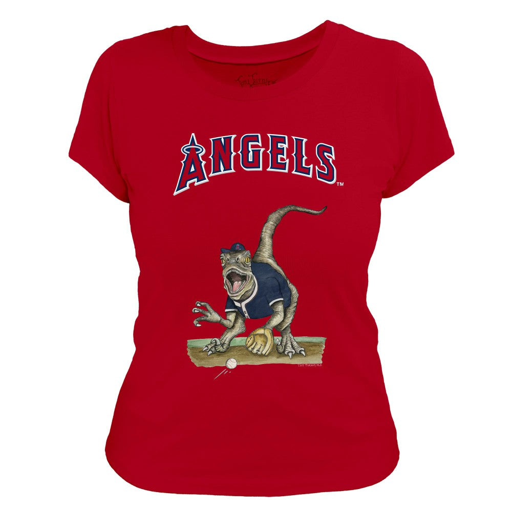Los Angeles Angels Tiny Turnip Women's Velociraptor T-Shirt - Red T-shirts