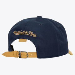 NHL Pittsburgh Penguins Mitchell & Ness x Just Don Wave Script Pro Strapback Hat - Navy/Gold