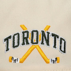 NHL Toronto Maple Leafs Mitchell & Ness x Just Don Wave Script Pro Strapback Hat - Cream/Green