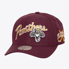 NHL Florida Panthers Mitchell & Ness x Just Don Wave Script Pro Strapback Hat - Maroon