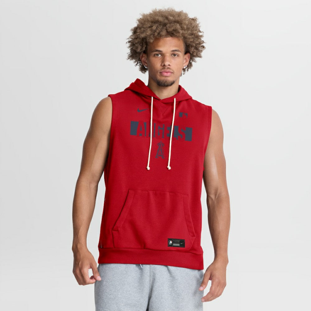 Los Angeles Angels Nike Authentic Collection Standard Issue Dri-FIT Sleeveless Hoodie - Red Hoodies