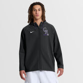Colorado Rockies Nike Authentic Collection Raglan Therma-FIT Full-Zip Hooded Jacket - Black Jackets