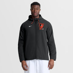 Baltimore Orioles Nike Authentic Collection Raglan Therma-FIT Full-Zip Hooded Jacket - Black Jackets