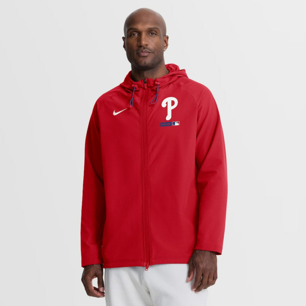 Philadelphia Phillies Nike Authentic Collection Raglan Therma-FIT Full-Zip Hooded Jacket - Red Jackets