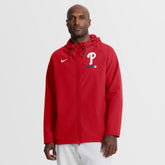 Philadelphia Phillies Nike Authentic Collection Raglan Therma-FIT Full-Zip Hooded Jacket - Red Jackets