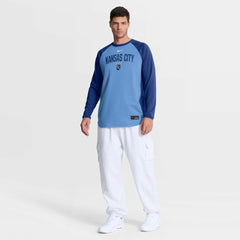 Kansas City Royals Nike Authentic Collection Raglan Dri-FIT Sweatshirt - Light Blue Sweatshirts