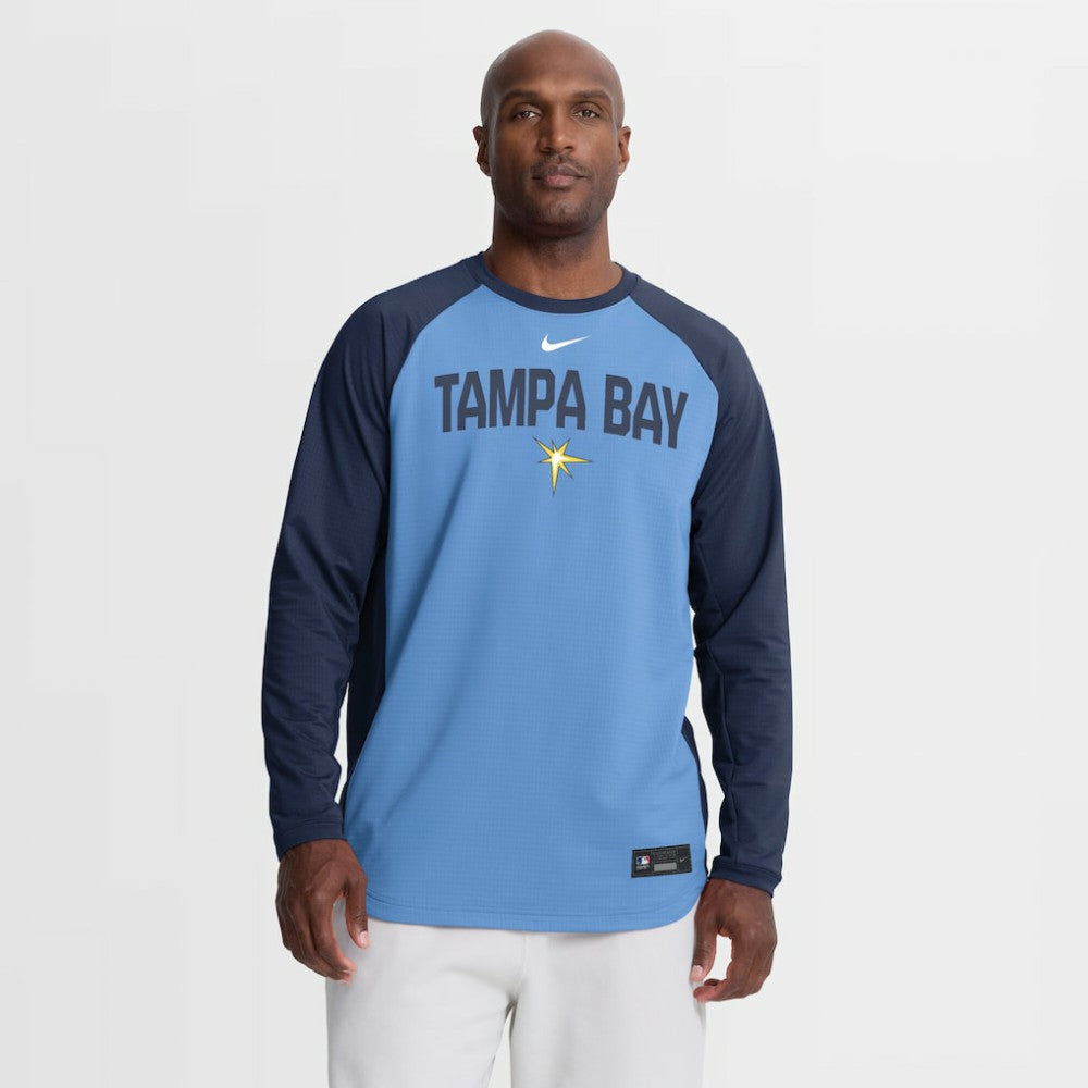 Tampa Bay Rays Nike Authentic Collection Raglan Dri-FIT Sweatshirt - Light Blue Sweatshirts