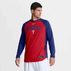 Texas Rangers Nike Authentic Collection Raglan Dri-FIT Sweatshirt - Red Sweatshirts