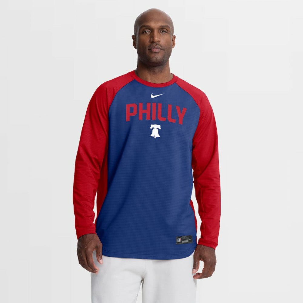 Philadelphia Phillies Nike Authentic Collection Raglan Dri-FIT Sweatshirt - Royal Sweatshirts