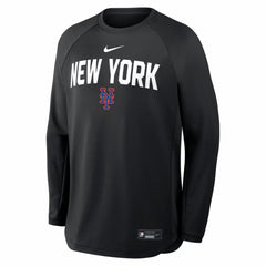 New York Mets Nike Authentic Collection Raglan Dri-FIT Sweatshirt - Black Sweatshirts