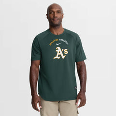 Athletics Nike Authentic Collection Batting Practice Pre-Game Raglan Dri-FIT Top - Green Tops