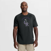 Colorado Rockies Nike Authentic Collection Batting Practice Pre-Game Raglan Dri-FIT Top - Black Tops