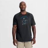 Miami Marlins Nike Authentic Collection Batting Practice Pre-Game Raglan Dri-FIT Top - Black Tops