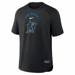 Miami Marlins Nike Authentic Collection Batting Practice Pre-Game Raglan Dri-FIT Top - Black Tops