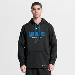 Miami Marlins Nike Authentic Collection Therma-FIT Hoodie - Black Hoodies