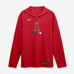 Los Angeles Angels Nike Authentic Collection Dri-FIT Long Sleeve Hooded T-Shirt - Red T-shirts