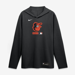 Baltimore Orioles Nike Authentic Collection Dri-FIT Long Sleeve Hooded T-Shirt - Black T-shirts