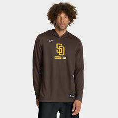 San Diego Padres Nike Authentic Collection Dri-FIT Long Sleeve Hooded T-Shirt - Brown T-shirts