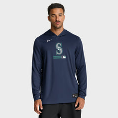 Seattle Mariners Nike Authentic Collection Dri-FIT Long Sleeve Hooded T-Shirt - Navy T-shirts