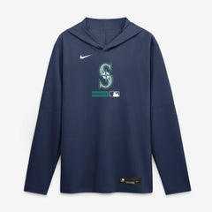 Seattle Mariners Nike Authentic Collection Dri-FIT Long Sleeve Hooded T-Shirt - Navy T-shirts
