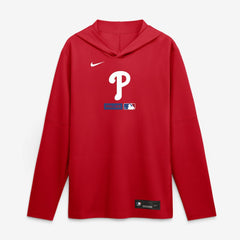 Philadelphia Phillies Nike Authentic Collection Dri-FIT Long Sleeve Hooded T-Shirt - Red T-shirts