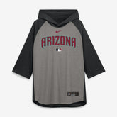 Arizona Diamondbacks Nike Authentic Collection Flux Dri-FIT Raglan 3/4-Sleeve Hooded T-Shirt - Gray T-shirts