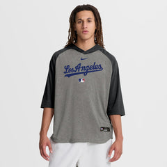 Los Angeles Dodgers Nike Authentic Collection Flux Dri-FIT Raglan 3/4-Sleeve Hooded T-Shirt - Gray T-shirts