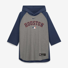 Houston Astros Nike Authentic Collection Flux Dri-FIT Raglan 3/4-Sleeve Hooded T-Shirt - Gray T-shirts
