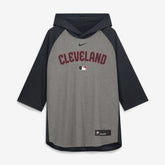 Cleveland Guardians Nike Authentic Collection Flux Dri-FIT Raglan 3/4-Sleeve Hooded T-Shirt - Gray T-shirts