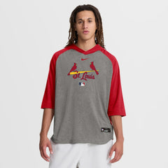 St. Louis Cardinals Nike Authentic Collection Flux Dri-FIT Raglan 3/4-Sleeve Hooded T-Shirt - Gray T-shirts