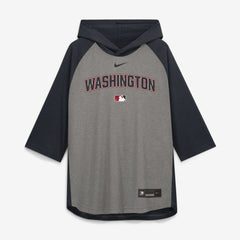 Washington Nationals Nike Authentic Collection Flux Dri-FIT Raglan 3/4-Sleeve Hooded T-Shirt - Gray T-shirts