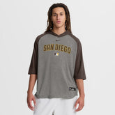 San Diego Padres Nike Authentic Collection Flux Dri-FIT Raglan 3/4-Sleeve Hooded T-Shirt - Gray T-shirts