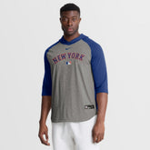 New York Mets Nike Authentic Collection Flux Dri-FIT Raglan 3/4-Sleeve Hooded T-Shirt - Gray T-shirts